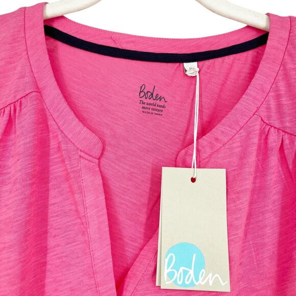 Boden Cotton Notch Tee 3/4 Sleeves Pink Size Medium NEW NWT - Picture 5 of 5